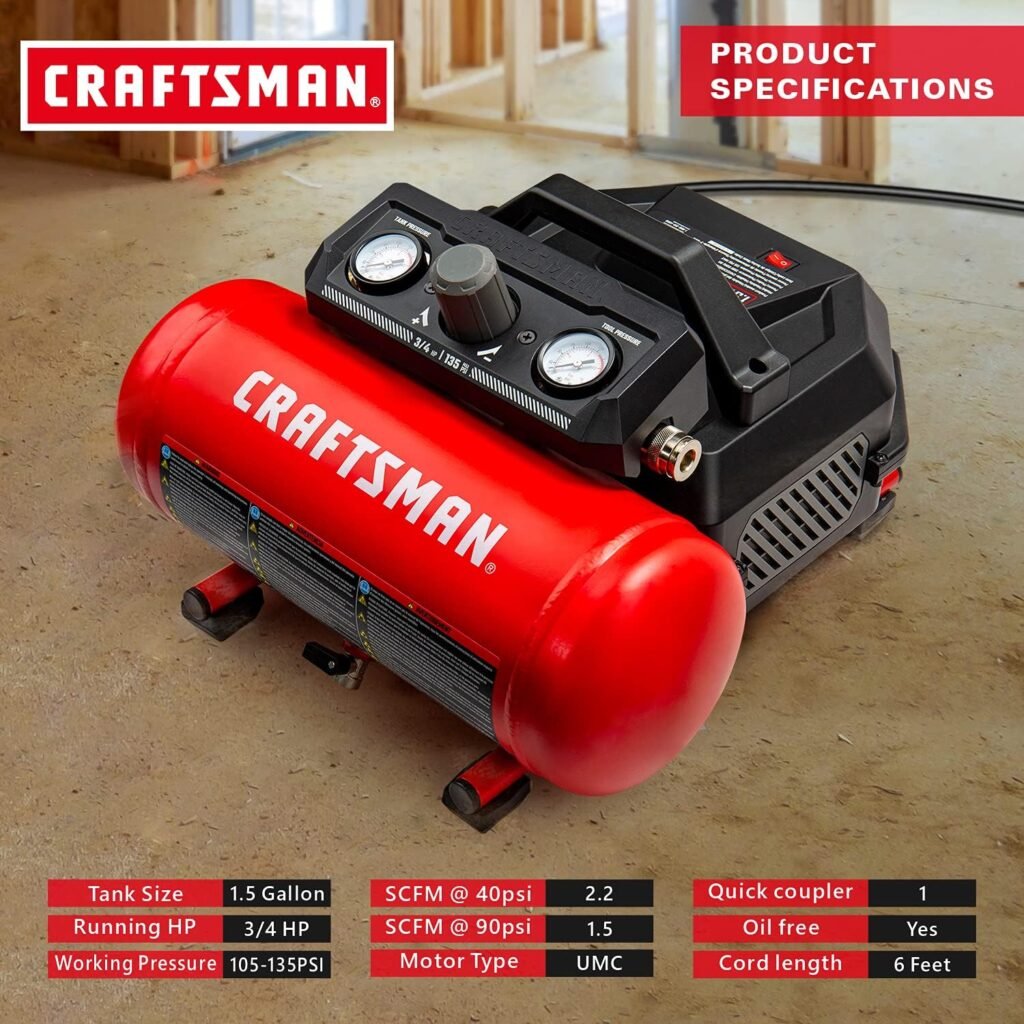 Craftsman Air Compressor (1.5 Gallon) and Primefit Pri-6044 IK1016S-20 Deluxe 1/4 Air Compressor Accessory Kit Bundle