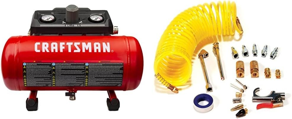 Craftsman Air Compressor (1.5 Gallon) and Primefit Pri-6044 IK1016S-20 Deluxe 1/4 Air Compressor Accessory Kit Bundle