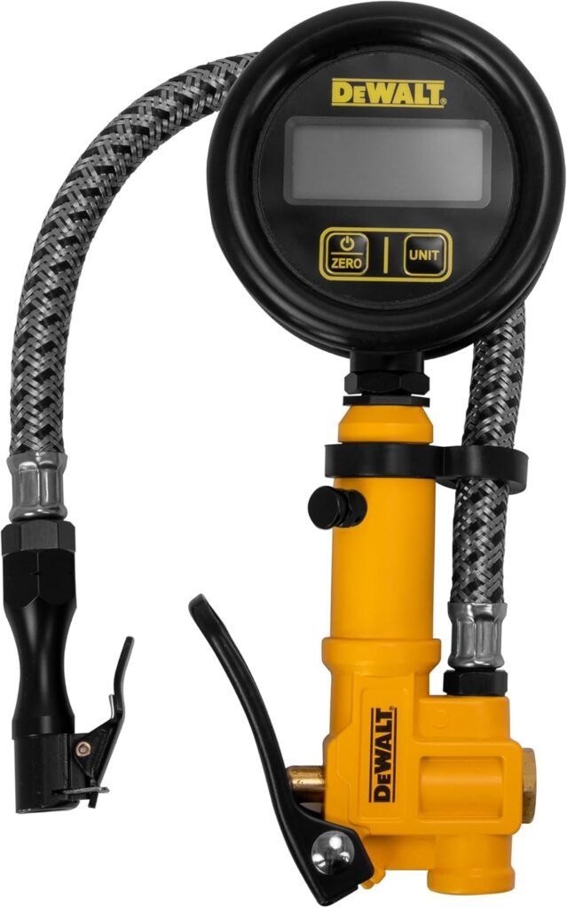 DEWALT 2.5-Inch Digital Inflator w/ 12-Inch Steel Braided Hose (0 to 200 PSI) (DXCM024-0411)