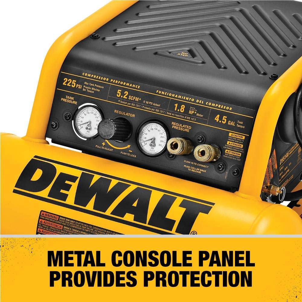 Dewalt D55146 1.6 Hp Continuous 200 Psi, 4.5 Gallon Compressor, 17 x 33.75 x 24.5