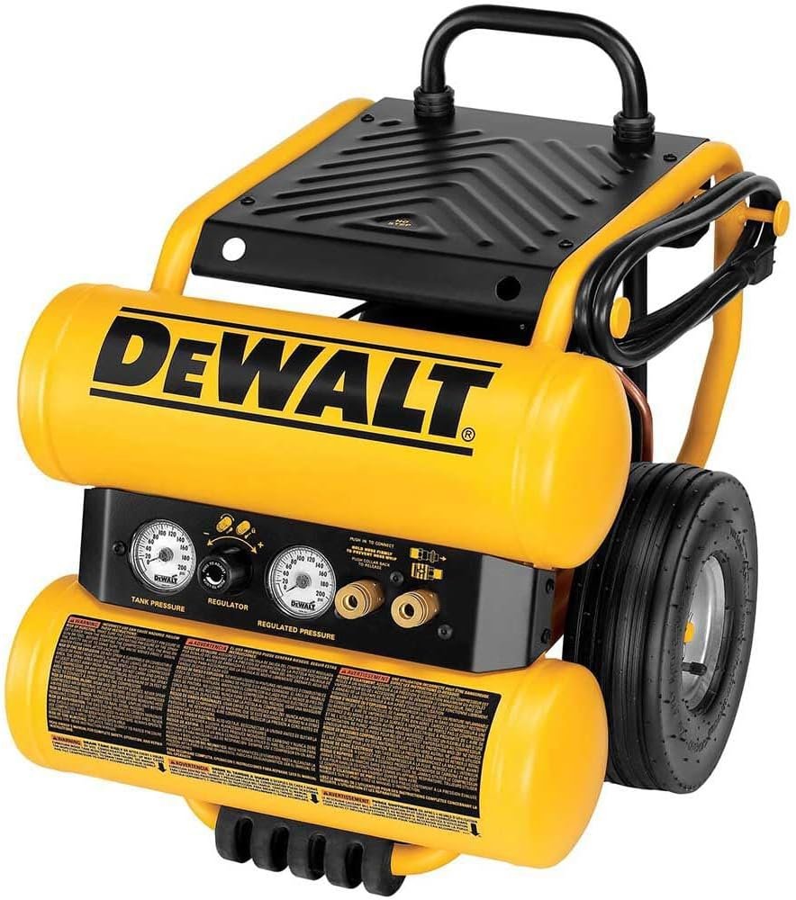 DEWALT D55154 1.1 HP Continuous 4 Gal Electric Wheeled Dolly-Style Air Compressor with Panel