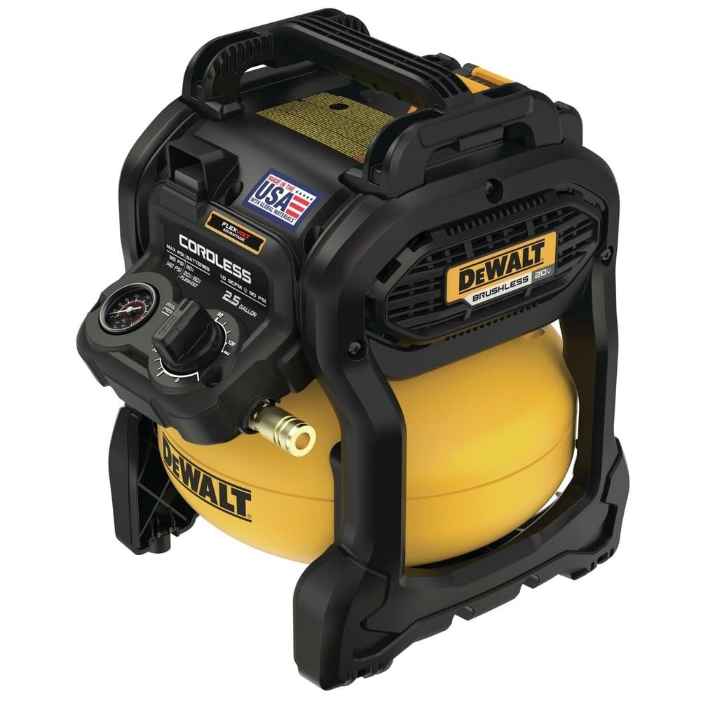 DEWALT 20V MAX* Portable Cordless Air Compressor Kit, 2.5 Gallons, 140 PSI, Brushless with Battery  Charger (DCC2520T1)