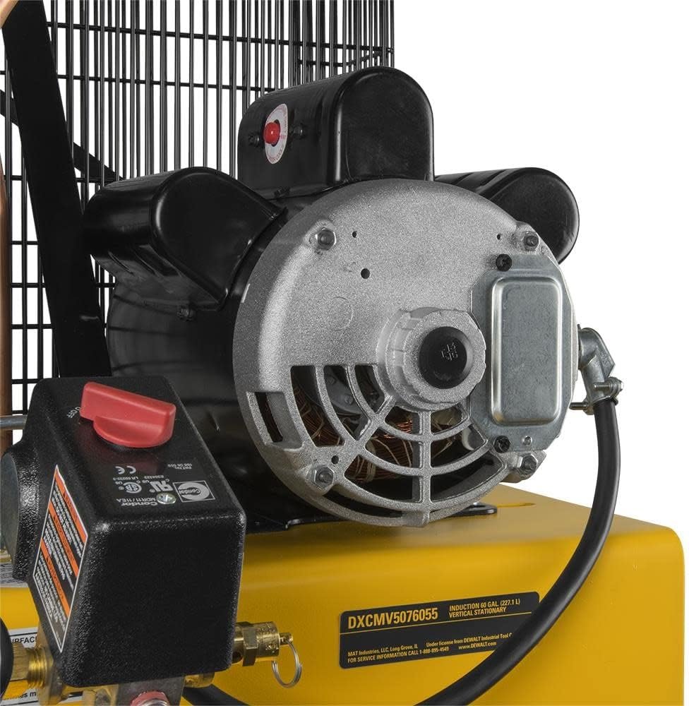 DEWALT 60 Gallon Stationary Vertical Air Compressor, 5 HP, OIL Lube, 230 Volt, 65 dB - Ideal Electric Air Compressor for home, tradesmen and industrial users.