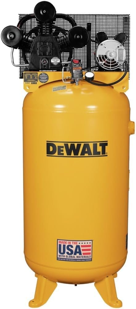 DEWALT 80 Gallon Vertical Air Compressor, 4.7 HP, 155 Max PSI, Single Stage, Oil Lubricated - Premium 80 Gallon Air Compressor for High Performance - Reliable Single Stage Air Compressor