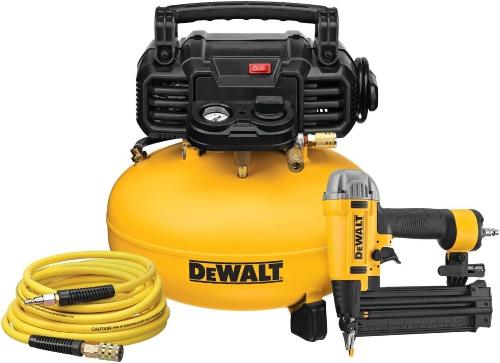 Dewalt DWFP1KITR 18 Gauge Brad Nailer and 6 Gallon Oil-Free Pancake Air Compressor Combo Kit (Renewed)