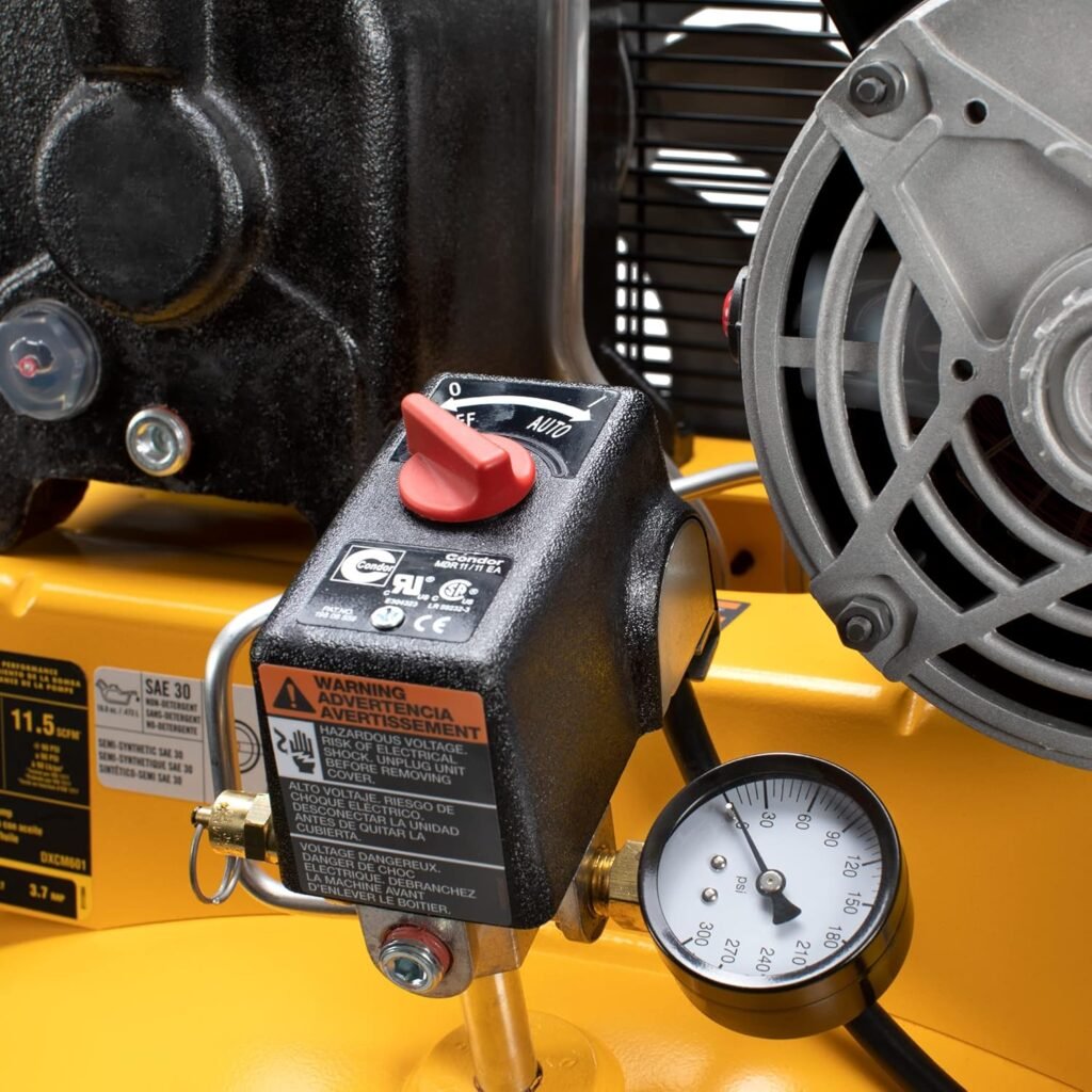 DEWALT 60 Gallon Vertical Air Compressor, 3.7 HP, 155 Max PSI, Heavy Duty Stationary Air Compressor – Ideal and Reliable Air Compressor for Workshop and Garages.