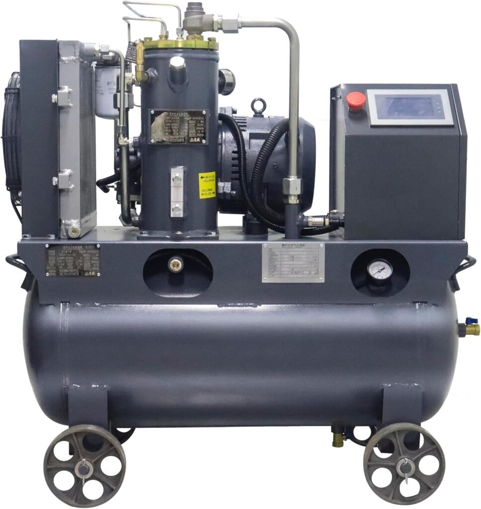 10HP/7.5kw Variable Speed Frequency Rotary Screw Air Compressor with 30 Gallon Tank, 230V/60hz/single Phase/38CFM@116PSI Two in One Movable Air Compressor