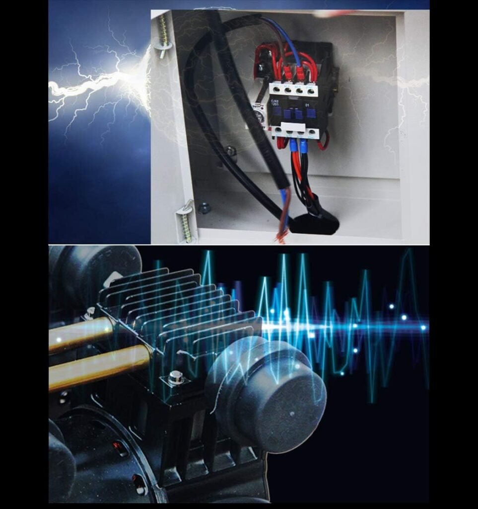 Air Tools Ultra Quiet  Oil-Free 2 horsepower/35 gallon Steel Tank Air Compressor Processing air pump device (yellow,6000W/160L water transport)