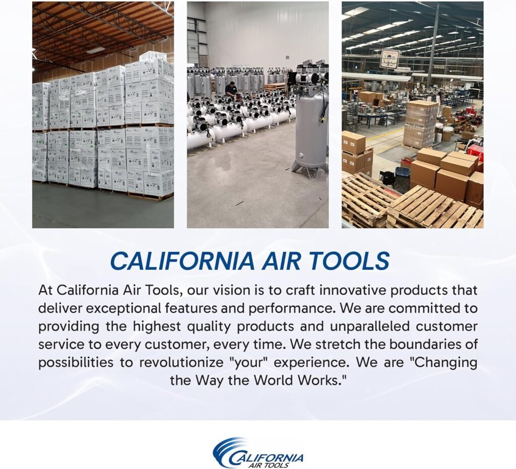 California Air Tools 60040DCADC 4.0 HP Ultra Quiet and Oil-Free Air Compressor, 60 Gallon Steel Tank, 75 dBA Noise Level, with Air Drying System and Auto Drain