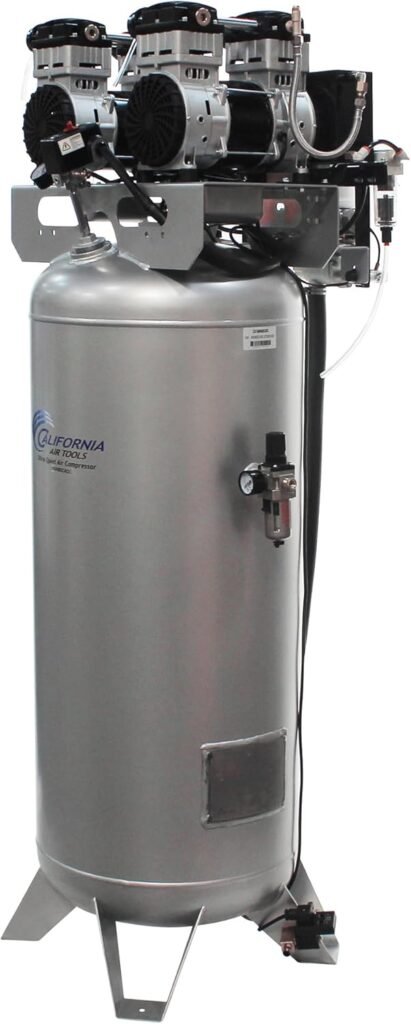California Air Tools 60040DCADC 4.0 HP Ultra Quiet and Oil-Free Air Compressor, 60 Gallon Steel Tank, 75 dBA Noise Level, with Air Drying System and Auto Drain