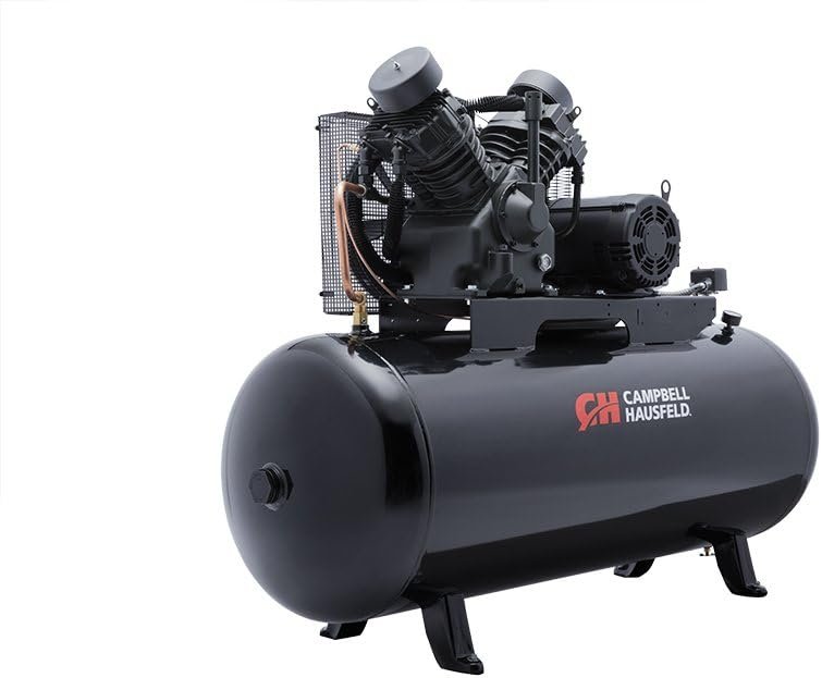 CAMPBELL HAUSFELD 120 Gallon Horizontal Air Compressor, 10 HP, 2-Stage, 175 Max PSI, 208-230/460 V, Vertical Air Compressor, Industrial-Grade, Reliable Performance, Durable Construction