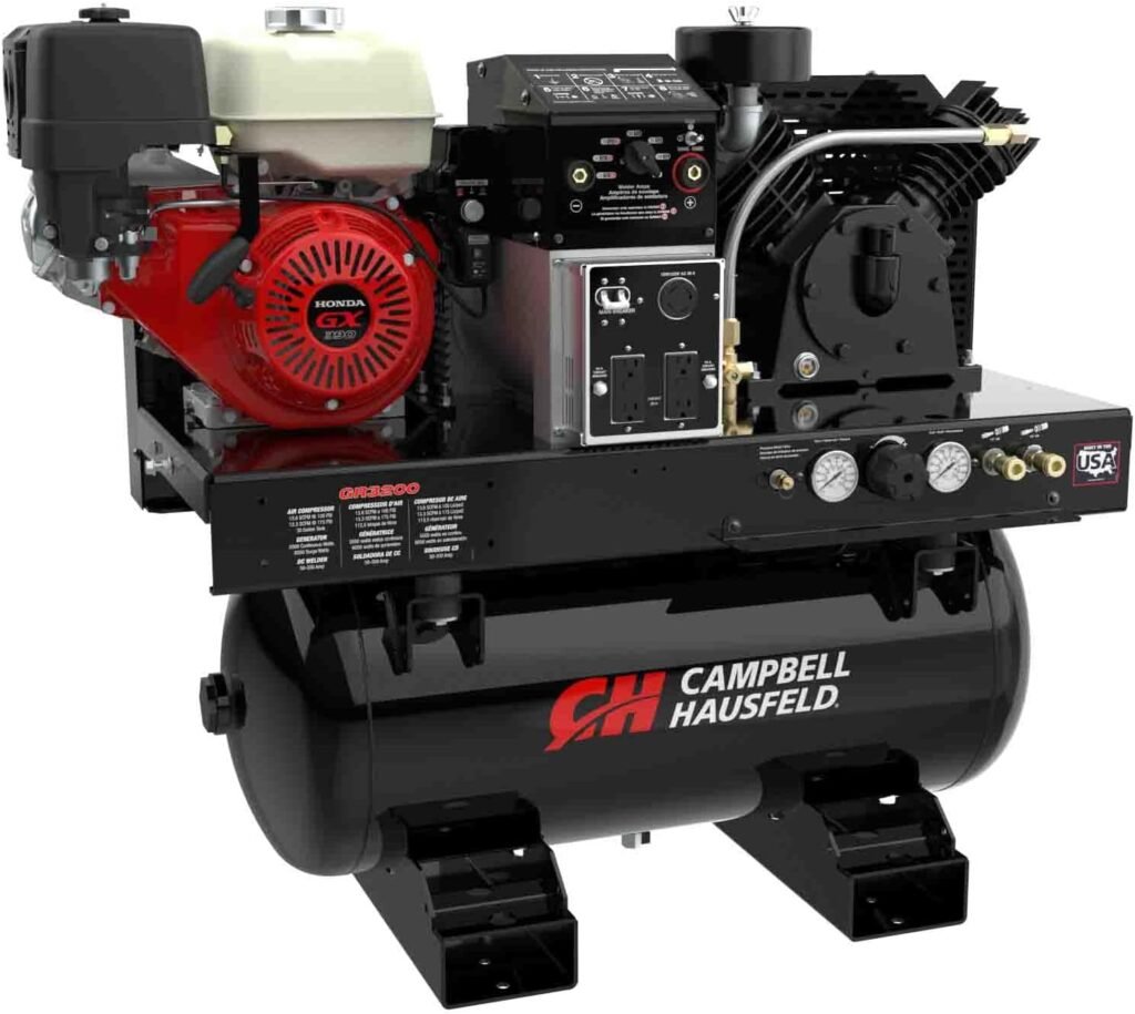 CAMPBELL HAUSFELD 3-in-1 Compressor-Generator-Welder Combo with Honda GX390 Gas Engine, 5000W Generator, 200A Welder, 30 Gallon Tank, 175 PSI, Truck Mount