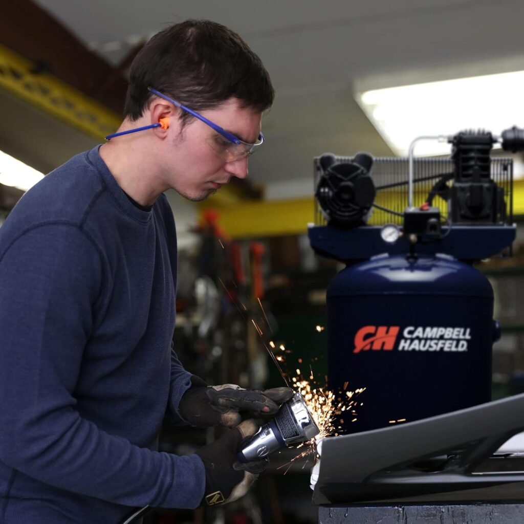 CAMPBELL HAUSFELD 60 Gallon Vertical Air Compressor, 3.7 HP, 240V, 135 Max PSI - Durable and Efficient 60 Gallon Air Compressor for Professional Use - High Performance Vertical Design