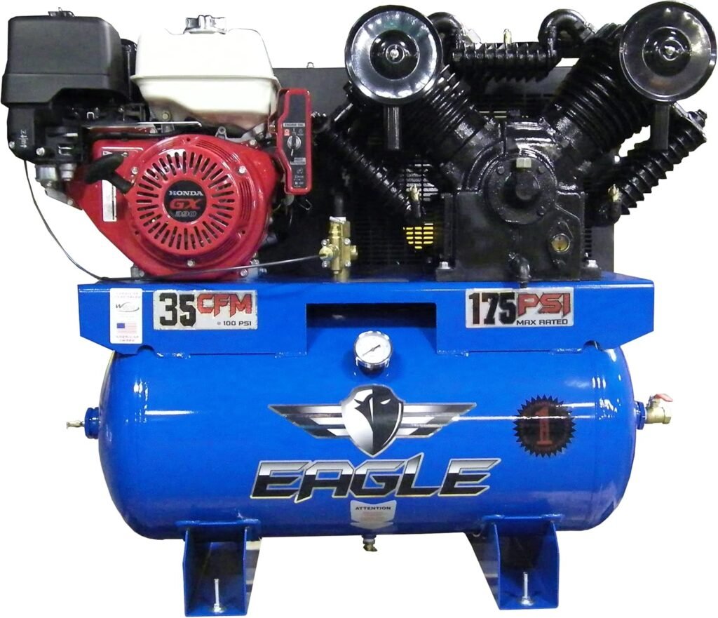 Eagle 13 HP Electric Start Air Compressor 35 CFM @ 100 psi (175 psi max) Two Stage 4 Cylinder Pump