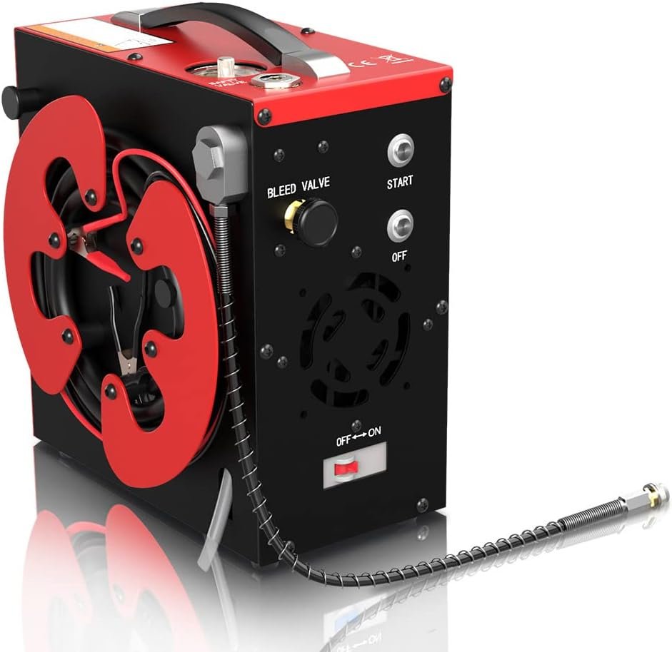 GX PUMP GX-E-CS3 PCP Air Compressor, Auto-Stop,Oil-Free, Built-in Water-Oil Separator Filter, Powered by Car 12V DC or Home 110V AC w/Converter,4500Psi/30Mpa,Paintball Air Compressor Pump GX PUMP GX-E-CS3 PCP Air Compressor, Auto-Stop,Oil-Free, Built-in Water-Oil Separator Filter, Powered by Car 12V DC or Home 110V AC w/Converter,4500Psi/30Mpa,Paintball Air Compressor Pump