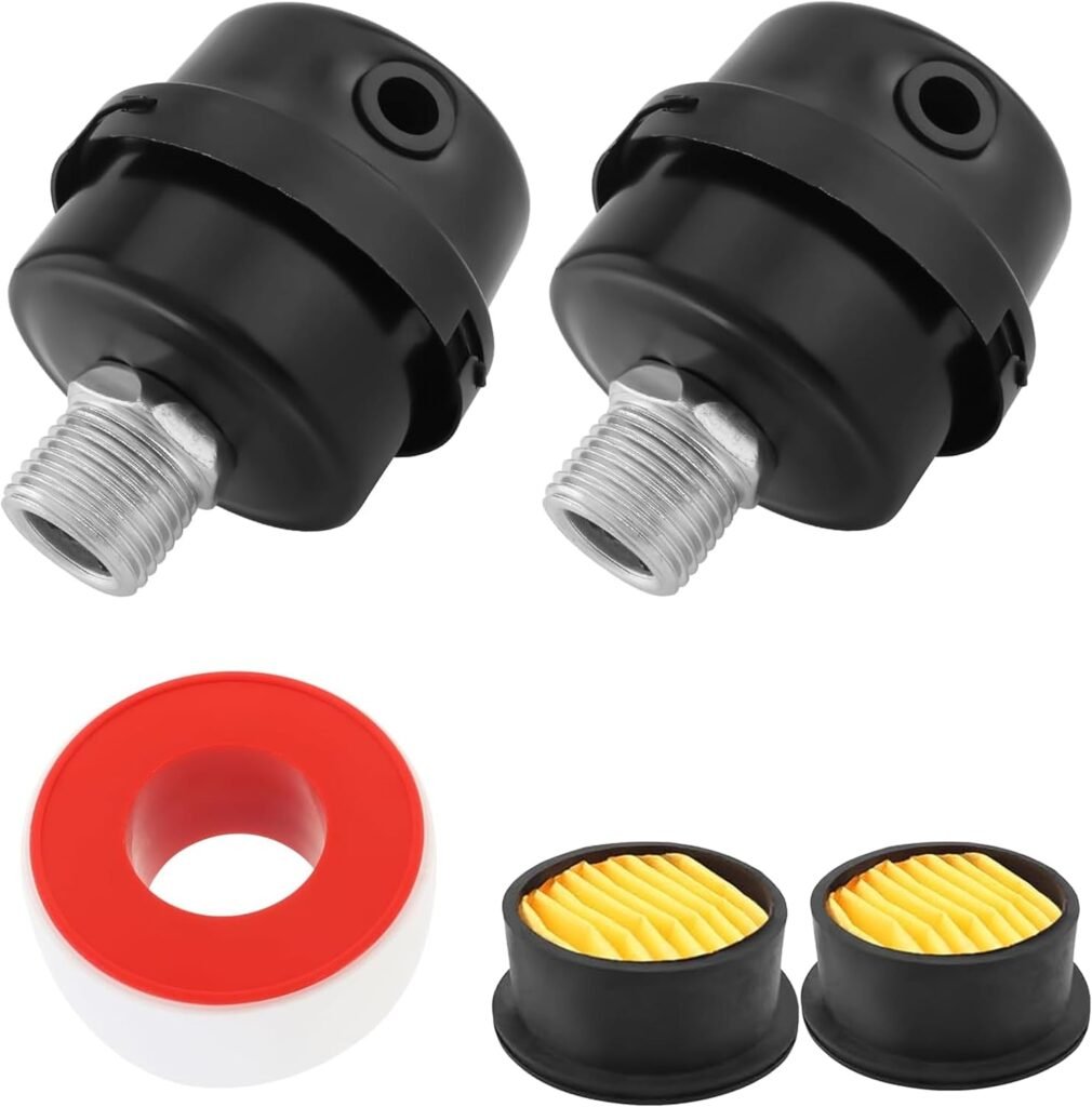 HL018200AV Air Compressor Intake Filter Silencer, 1/2 Male Thread 20mm, 26 gallon stand up oil free air compressor【2pack】air compressor muffler