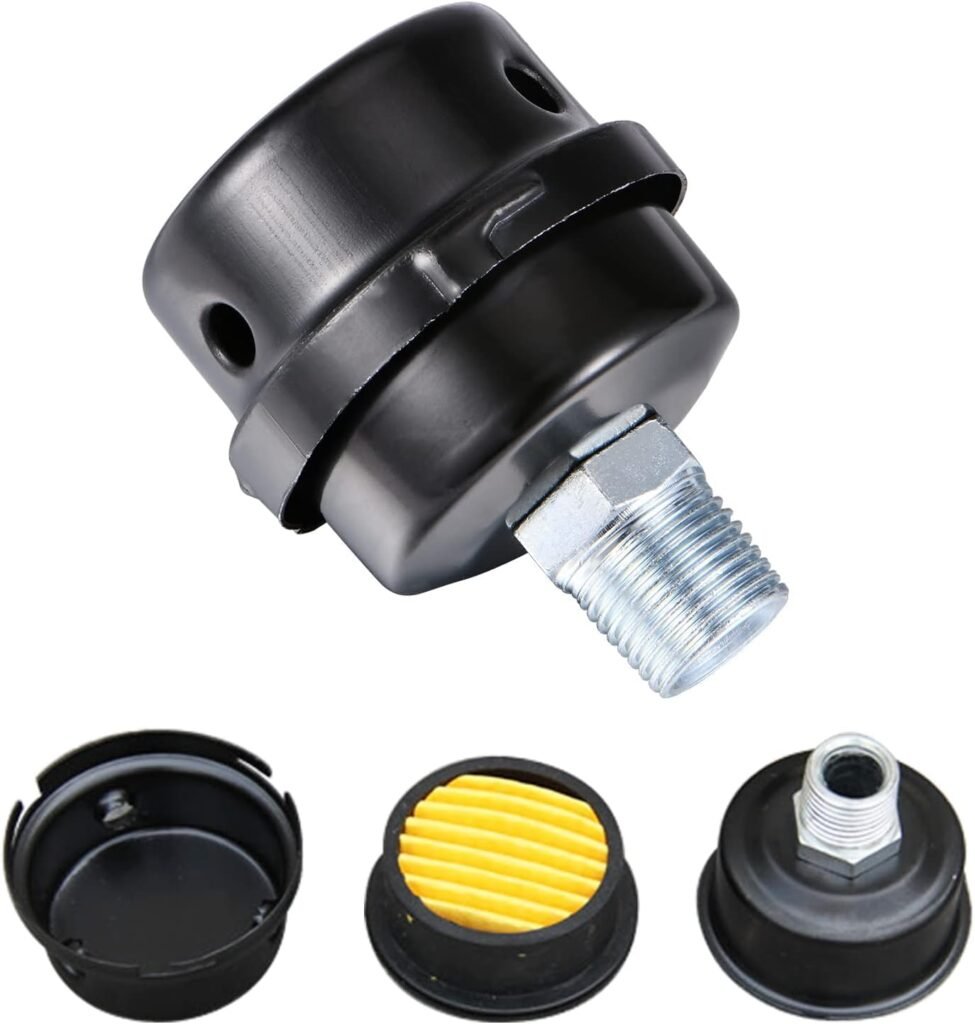 HL018200AV Air Compressor Intake Filter Silencer, 1/2 Male Thread 20mm, 26 gallon stand up oil free air compressor【2pack】air compressor muffler