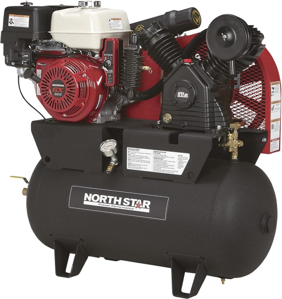NorthStar Portable Gas Powered Air Compressor - Honda GX390 OHV Engine, 30-Gallon Horizontal Tank, 24.4 CFM at 90 PSI