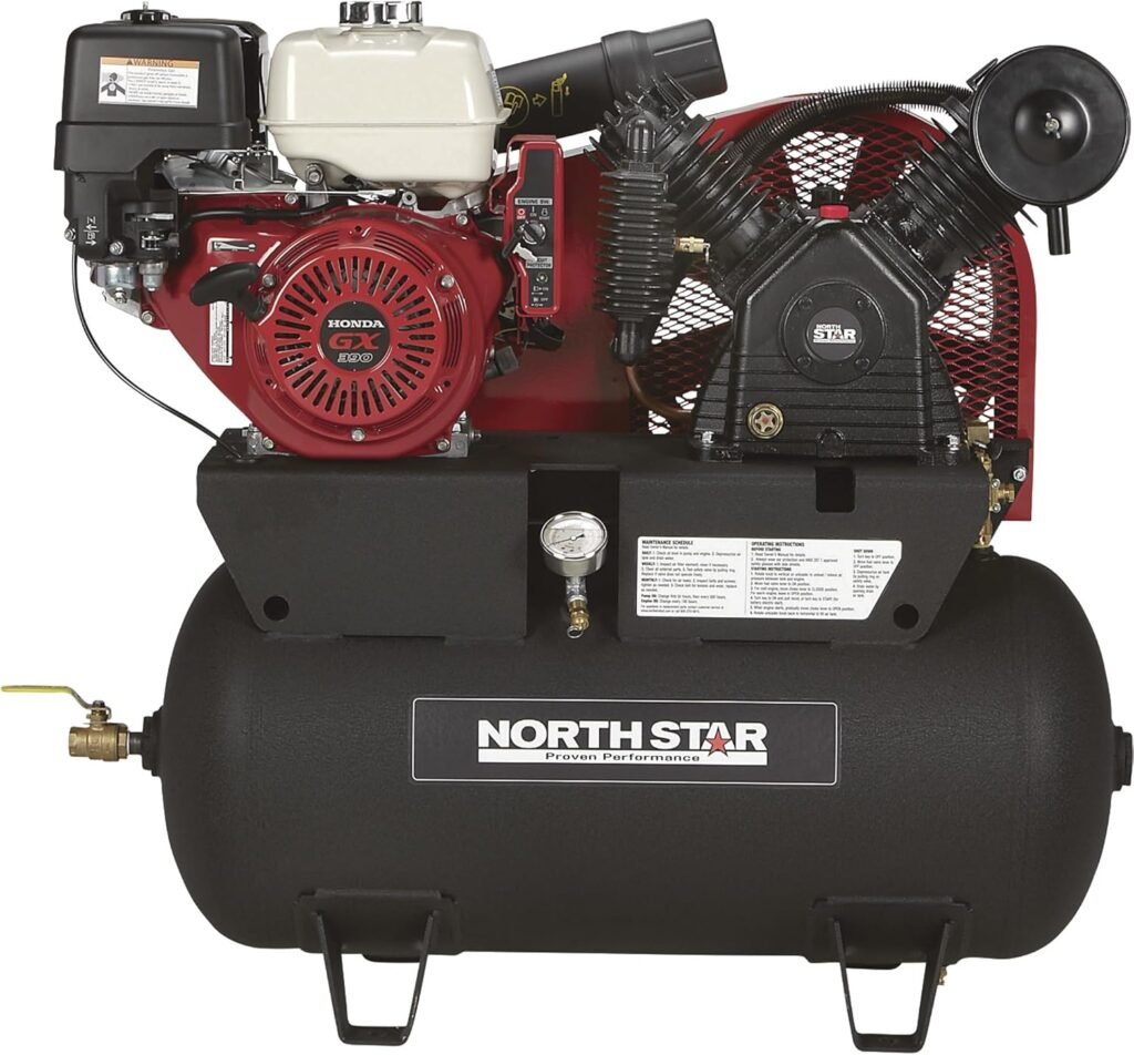 NorthStar Portable Gas Powered Air Compressor - Honda GX390 OHV Engine, 30-Gallon Horizontal Tank, 24.4 CFM at 90 PSI