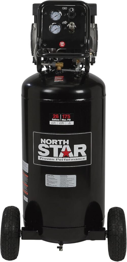NorthStar Portable Quiet Electric Air Compressor, 1.5 HP, 26 Gallons, 4 SCFM @ 90 PSI
