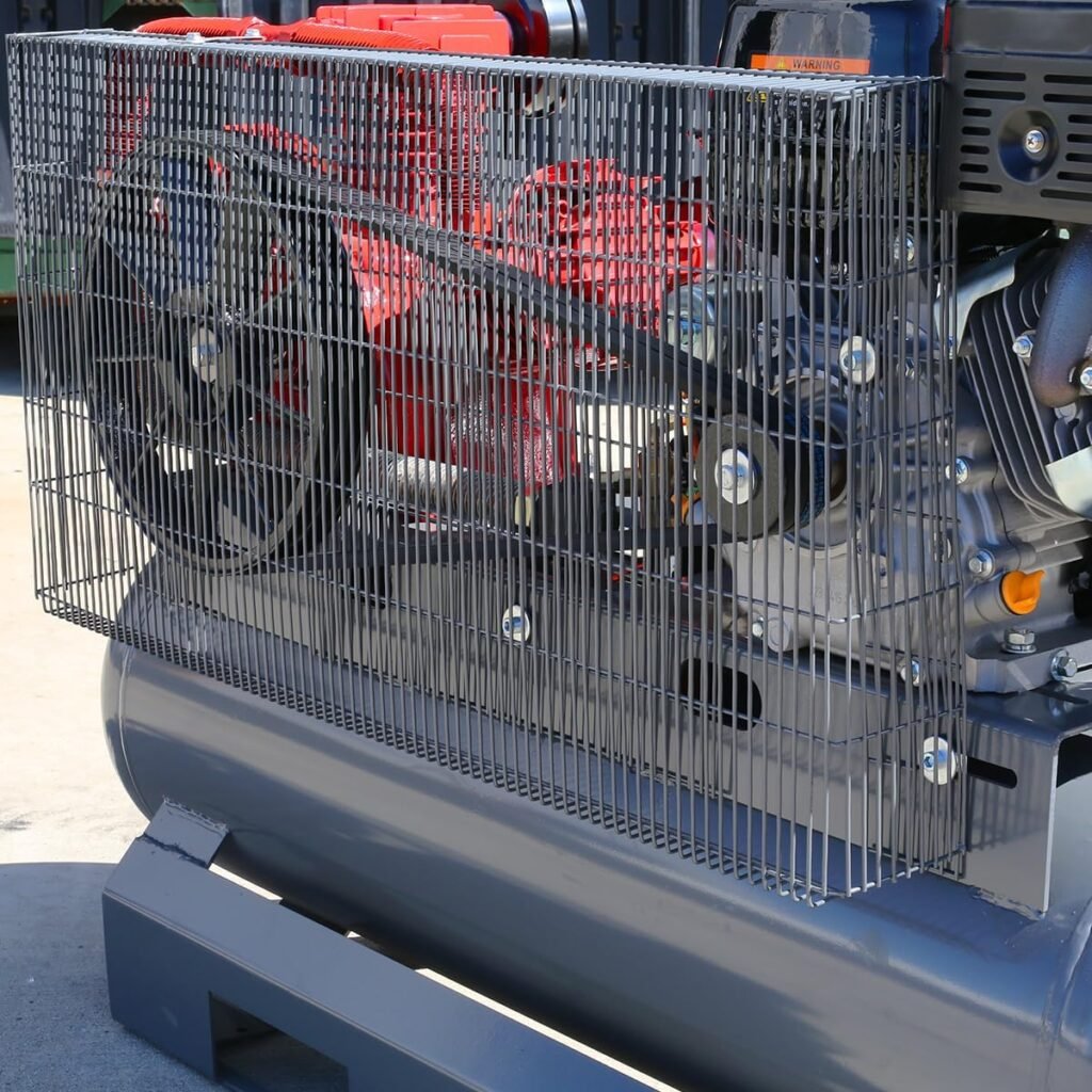 XtremepowerUS 13.0HP Horizontal Air Compressor Tank 30 Gallon Tank Gas-Powered 3-Cylinder Service Truck Mount Workshop, Construction Sites, Machinery