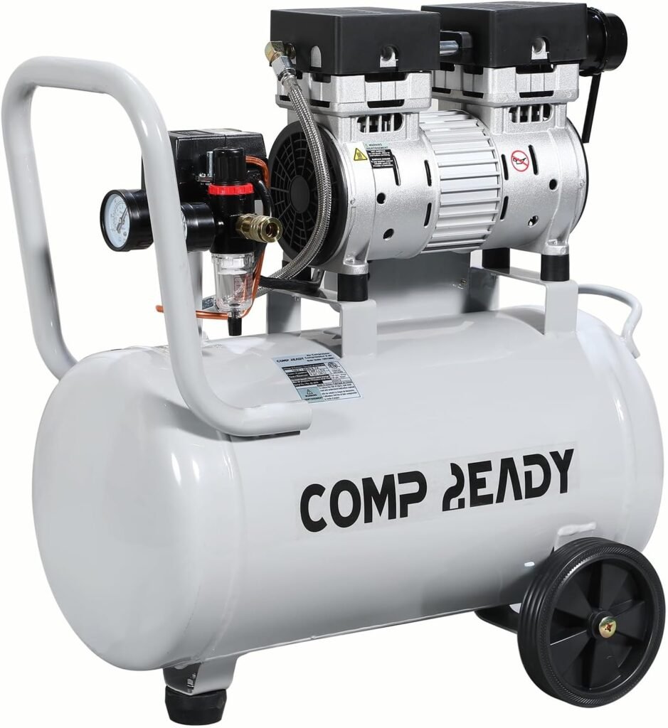 8 Gallon Portable Air Compressor 1HP 2.5 CFM@90PSI 60dB Ultra Quiet Oil Free Air Compressor Ideal for Tire Inflation Pneumatic Tool Spray Painting
