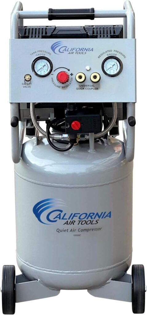 California Air Tools 10020C 2.0 HP Ultra Quiet and Oil-Free Air Compressor, 10 Gallon Steel Tank with Wheels, 70 dBA Noise Level