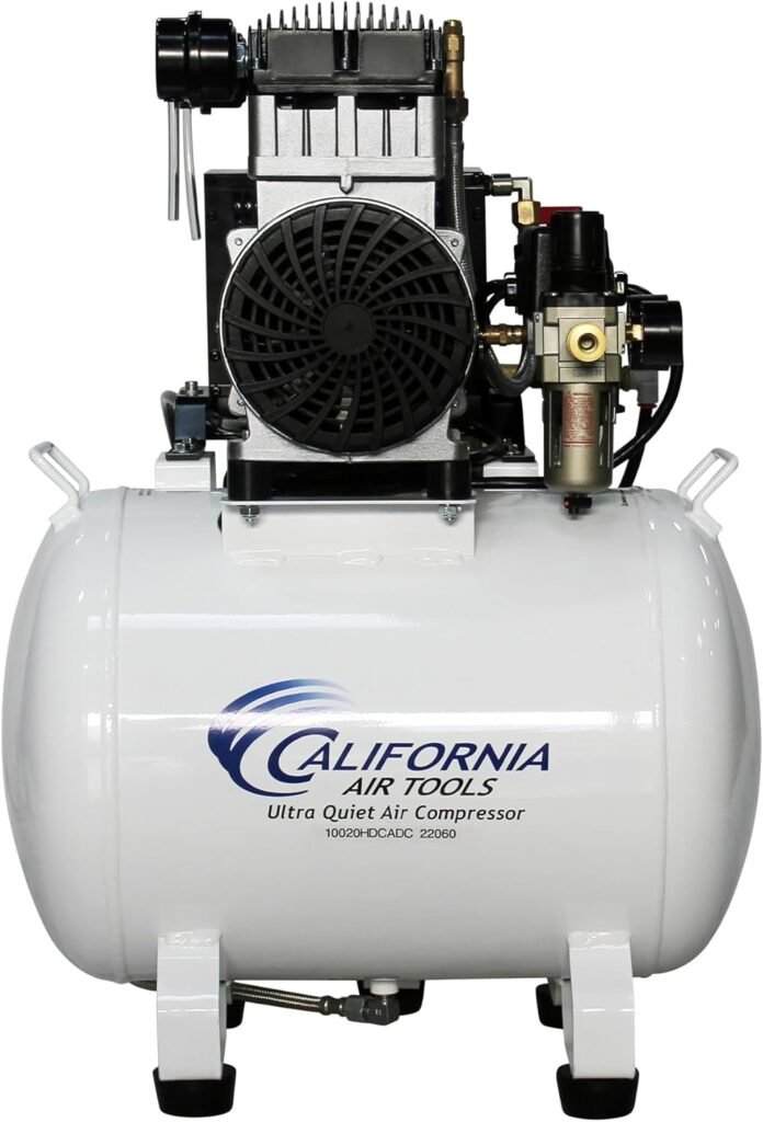 California Air Tools 10020HDCADC-22060 Powerful 2.0 HP Ultra Quiet, Oil-Free Air Compressor, 10 Gallon Tank, 70 dB Noise Level, with 98% Air Drying System and Automatic Drain Valve, 220v / 60hz