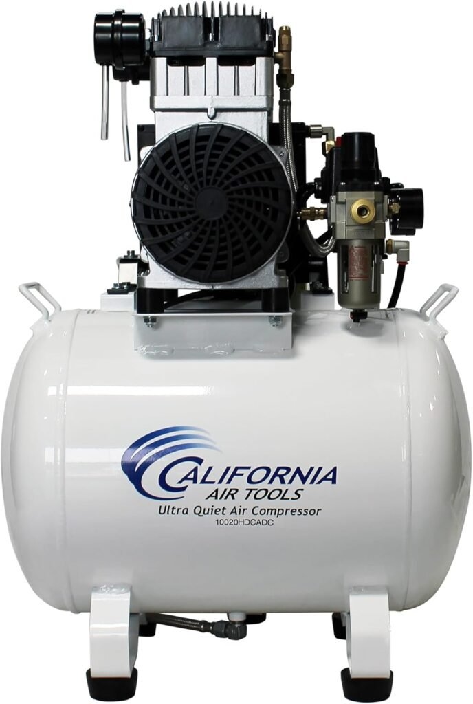 California Air Tools 10020HDCADC Powerful 2.0 HP Ultra Quiet, Oil-Free Air Compressor, 10 Gallon Tank Capacity, 70 dB Noise Level, Electric, with 98% Air Drying System and Automatic Drain Valve