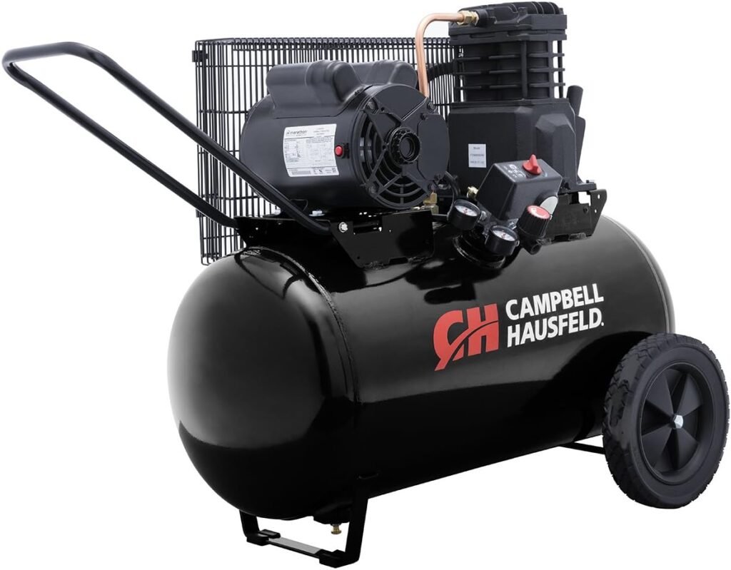 CAMPBELL HAUSFELD 20 Gallon Horizontal Air Compressor, Dual Voltage 120V/240V, 135 Max PSI, 5.5 CFM at 90 PSI, Oil Lubricated Pump, Portable Air Compressor for Versatile Home and Workshop Use