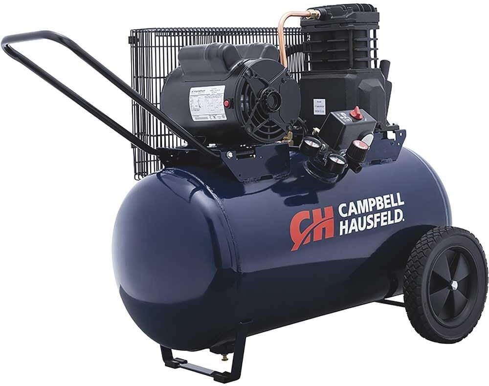 Campbell Hausfeld 20 Gallon Horizontal Air Compressor, Portable Single Stage, 2 HP, Dual Voltage 120/240V, 135 Max PSI, 5.5 CFM at 90 PSI, Ideal for Home Improvement Electric Compressor 20 Gal