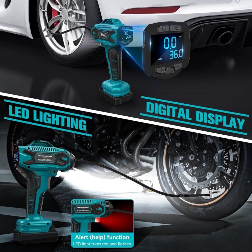 Cordless Tire Inflator Air Compressor Compatible with Makita 18V Battery, 160PSI Portable Air Pump with Digital Pressure Gauge, Fast Inflation for Cars, Motorcycles, Bikes(Bare Tool) Cordless Tire Inflator Air Compressor Compatible with Makita 18V Battery, 160PSI Portable Air Pump with Digital Pressure Gauge, Fast Inflation for Cars, Motorcycles, Bikes(Bare Tool)