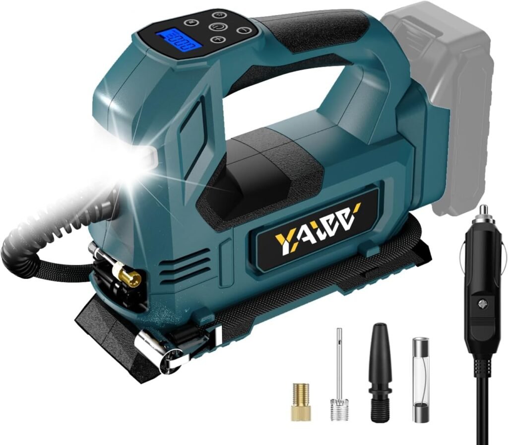 Cordless Tire Inflator Air Compressor for Makita 18V Battery, 160PSI Portable LED Light Handheld Air Pump with Digital Pressure Gauge for Cars Motorcycles Bikes Sport Balls(Battery Not Included) Cordless Tire Inflator Air Compressor for Makita 18V Battery, 160PSI Portable LED Light Handheld Air Pump with Digital Pressure Gauge for Cars Motorcycles Bikes Sport Balls(Battery Not Included)