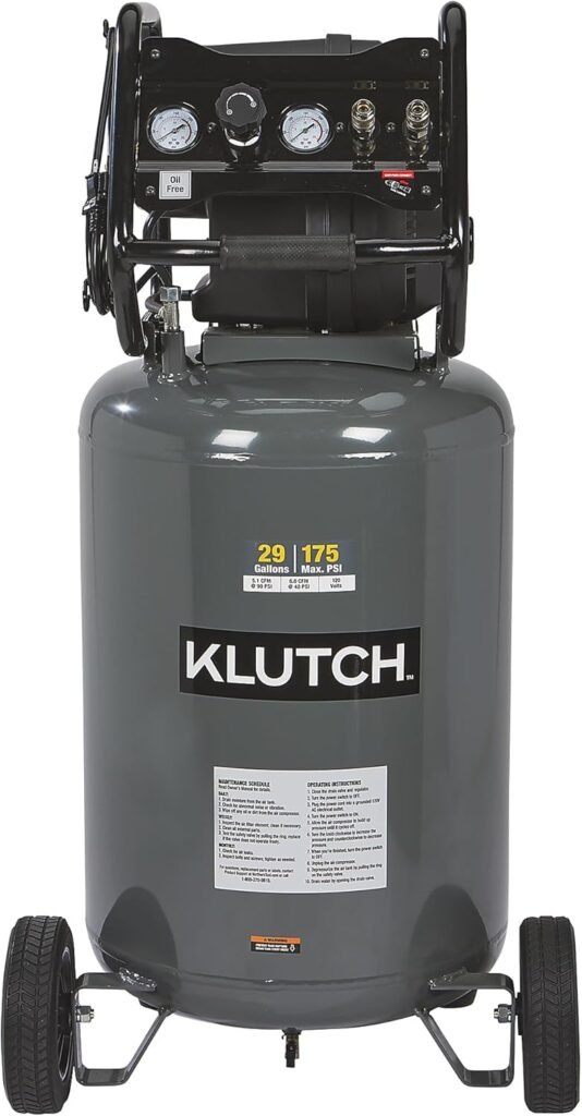 Klutch 20-Gallon Air Compressor, 2 HP, 120 Volts, 175 PSI