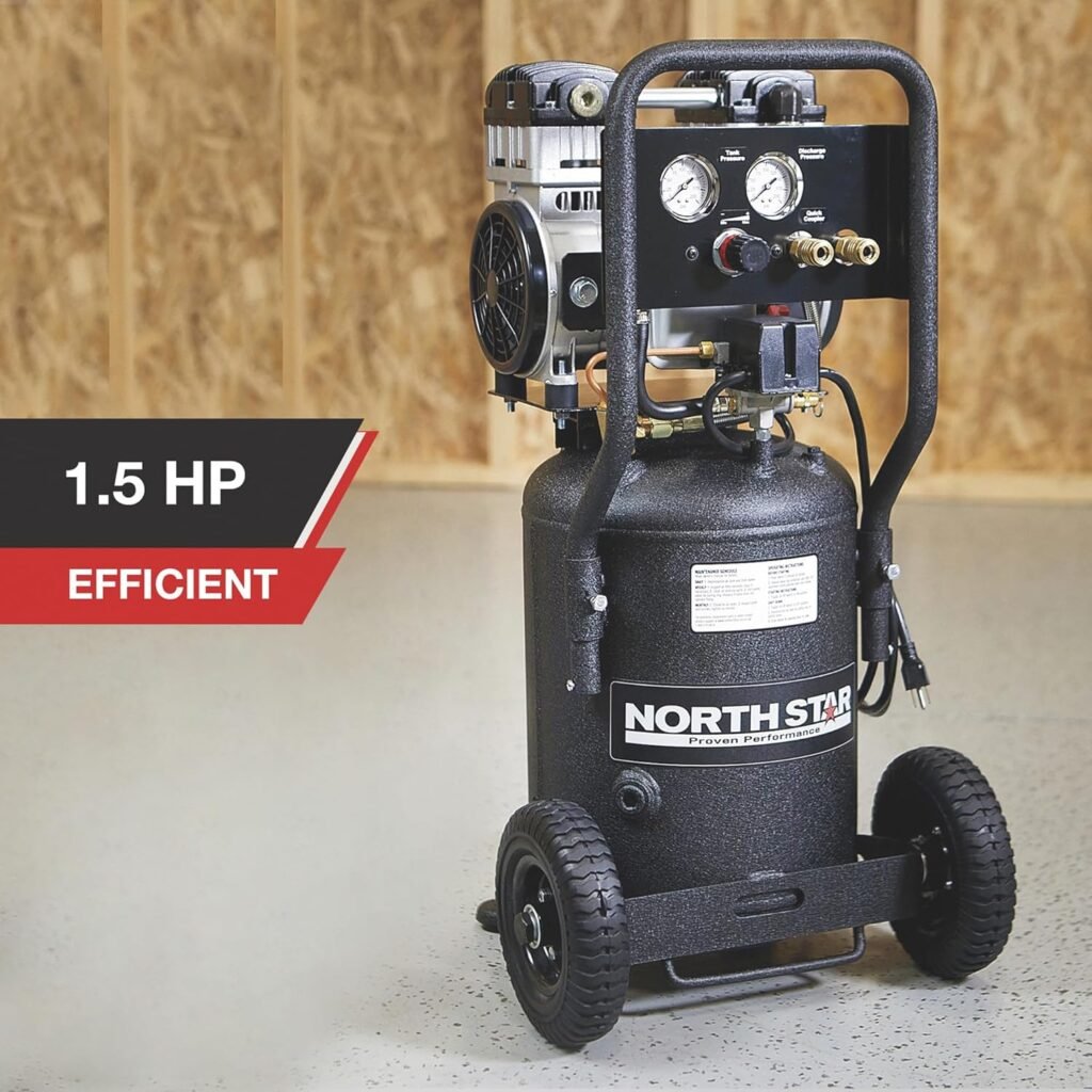NorthStar Electric Air Compressor - 1.5 HP, 8-Gallon Vertical Tank, Portable, Quiet Operation