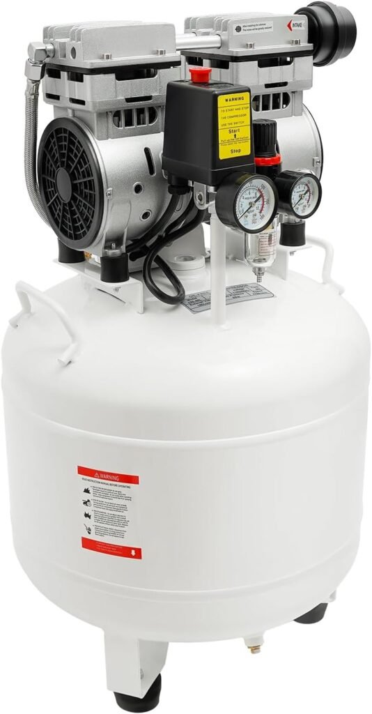 40L Air Compressor 1HP 750W | 8 Bar/115PSI | Oil-Free  Quiet 65dB | All-Copper Motor | US Plug 110V | for Dental, Medical, Beauty, DIY