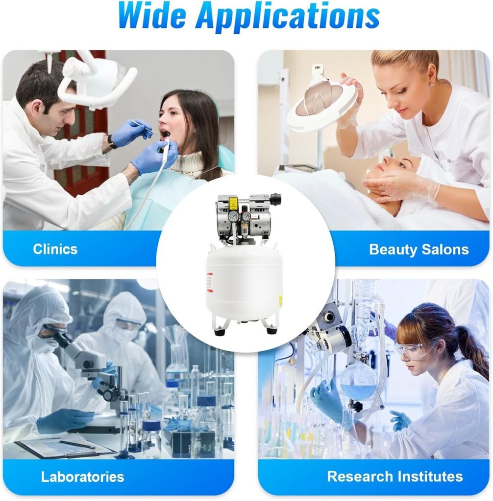 40L Air Compressor, 750W 165L/min Quiet Dentals Air Compressor,Oil Free Oilless Air Compressors Dental Chair Device for Spray Gun, Steel Nail Gun