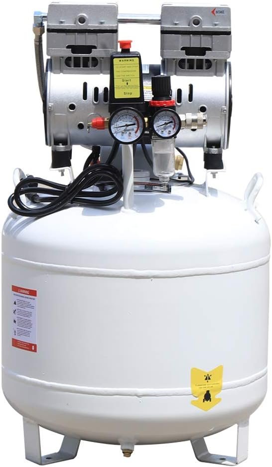40L Air Compressor Oil Free 110V,36 Gal/min Air volume Peak 8psi Air Compressor Small Air Pump,Steel Tank Electric Air Compressor Noiseless with Auto Drain Valve,Den-tistry Me-dical Equipment