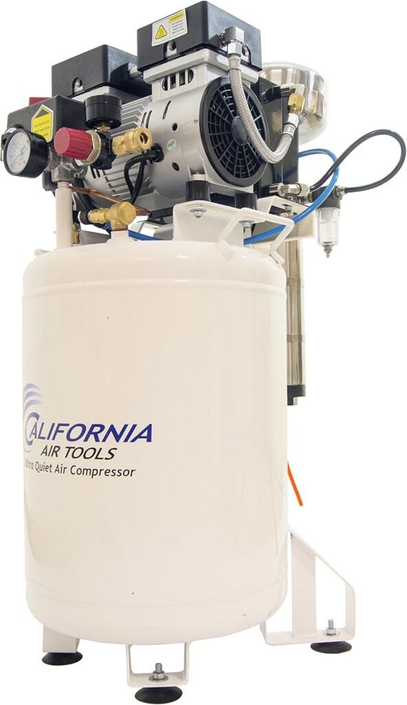 California Air Tools 10010LFDCAD Ultra Quiet  Oil-Free 1 hp Industrial Tank Air Compressor with Drying System  Auto Drain Valve, 10 gallon