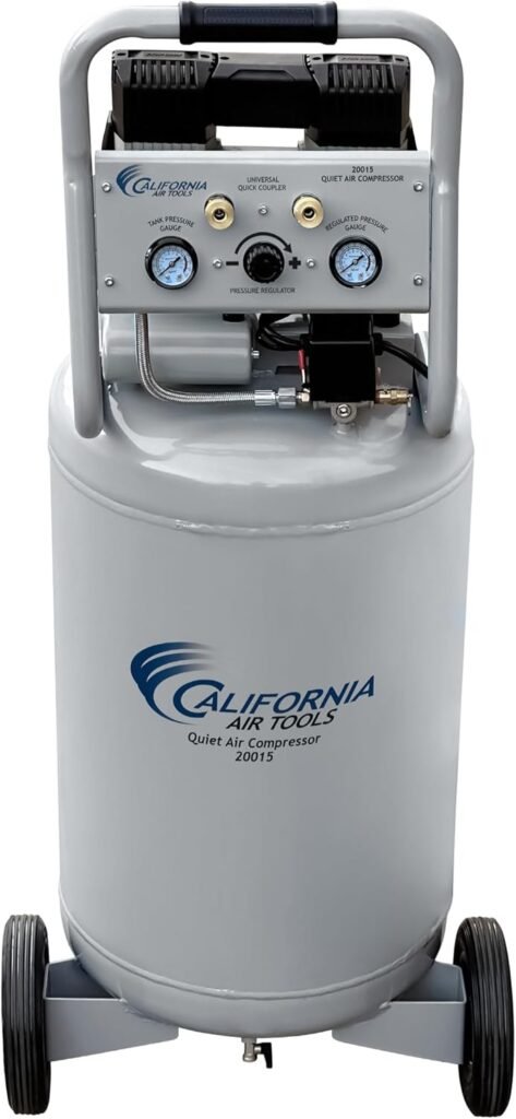 California Air Tools CAT 20015 1.5 HP Ultra Quiet, Oil-Free Air Compressor with Wheels, 20 Gallon Tank Capacity, 70 dB Noise Level, Electric, Portable