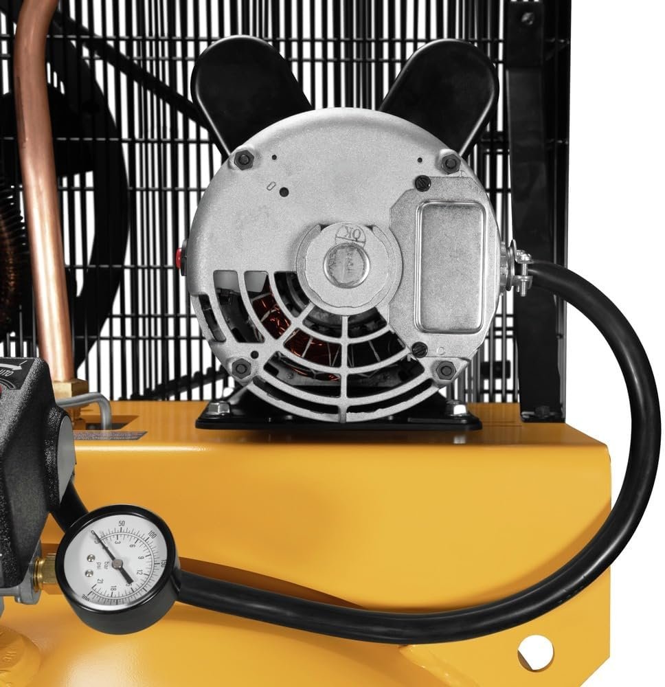 DEWALT Gallon Vertical Air Compressor with Stage Oil Lubricated Pump, Heavy Duty 240V Induction Motor, Max PSI, 14.6 SCFM @ PSI, Durable and efficient, Ideal for Industrial Use.