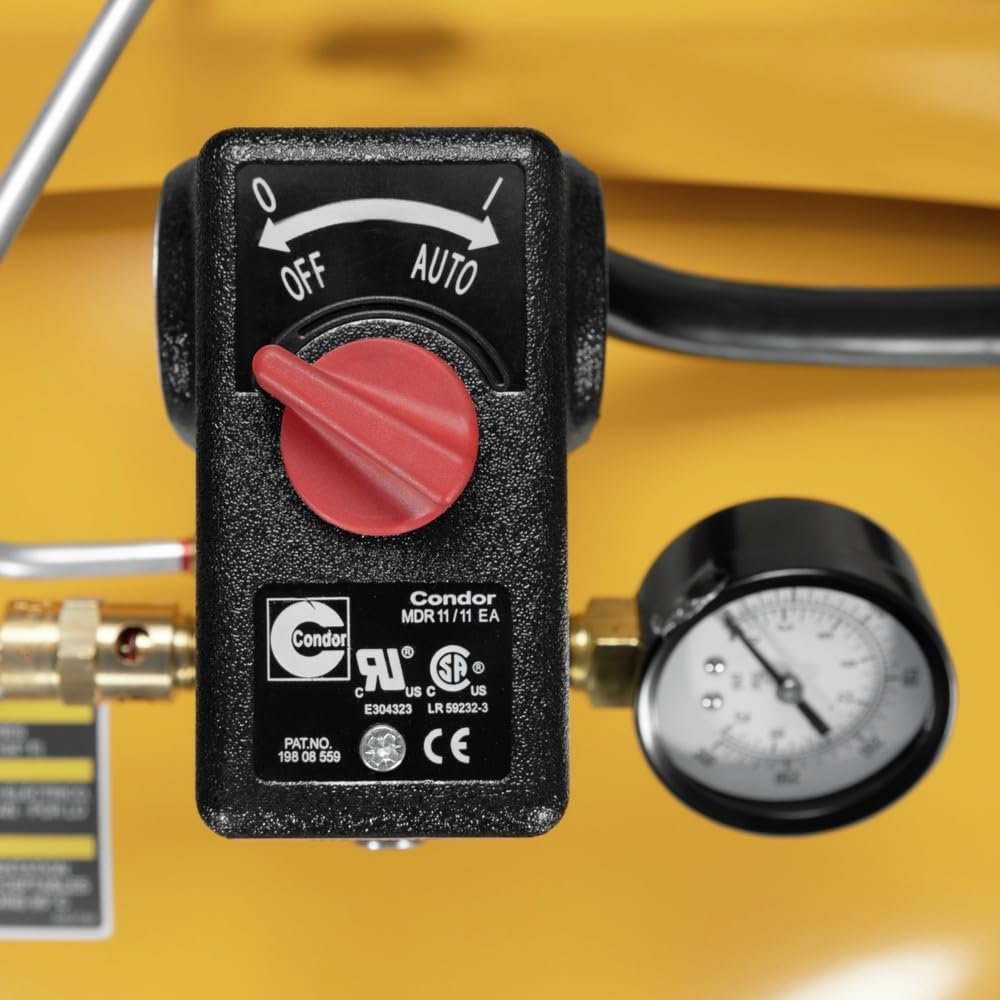 DEWALT Gallon Vertical Air Compressor with Stage Oil Lubricated Pump, Heavy Duty 240V Induction Motor, Max PSI, 14.6 SCFM @ PSI, Durable and efficient, Ideal for Industrial Use.