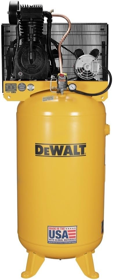 DEWALT Gallon Vertical Air Compressor with Stage Oil Lubricated Pump, Heavy Duty 240V Induction Motor, Max PSI, 14.6 SCFM @ PSI, Durable and efficient, Ideal for Industrial Use.