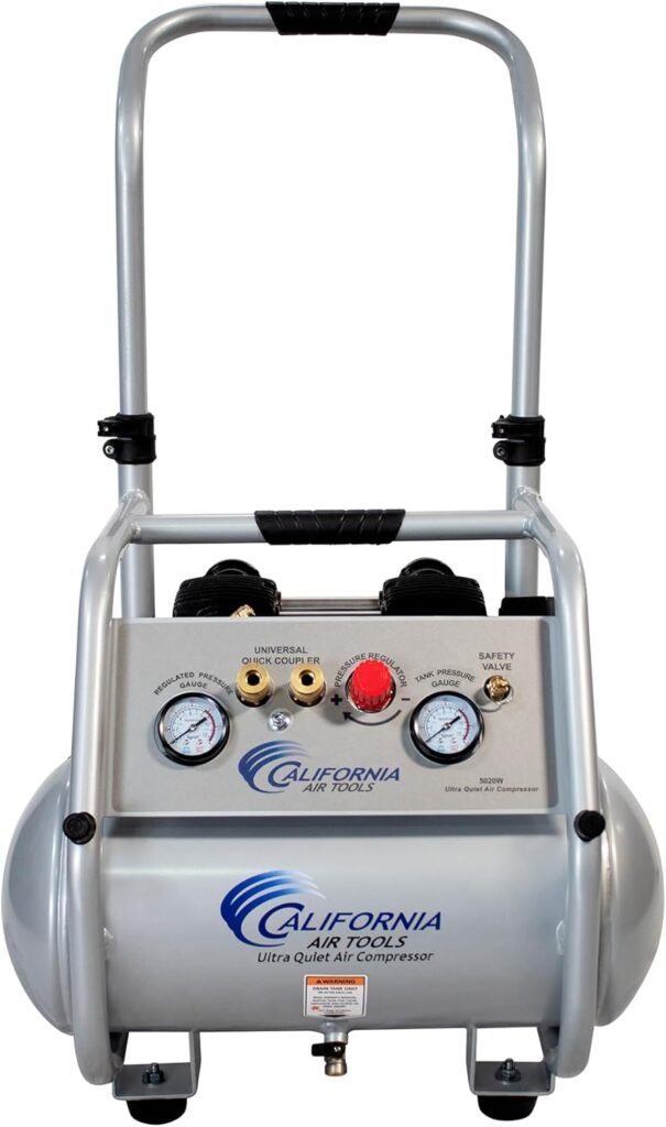 California Air Tools 5020W Powerful 2.0 HP Ultra Quiet and Oil-Free Air Compressor with Wheels and Telescope Handle, Gallon Tank Capacity, dB Noise Level, Electric, Portable