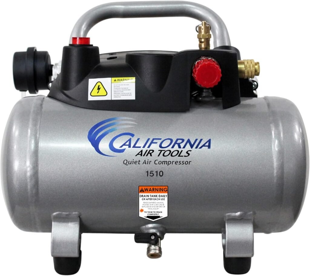 California Air Tools CAT-1510 1.0 HP Quiet, Oil-Free Air Compressor, 1.5 Gallon Tank Capacity, dB Noise Level, Lightweight, Electric, Portable, for Home and Garage