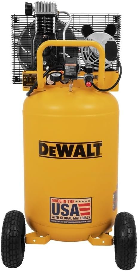 Dewalt Gallon Vertical Air Compressor, HP, Single Stage, Oil Lube Belt Drive, Max PSI, Portable Air Compressor for Home Improvement, 6.2 SCFM at PSI, Efficient Performance Dewalt Gallon Vertical Air Compressor, HP, Single Stage, Oil Lube Belt Drive, Max PSI, Portable Air Compressor for Home Improvement, 6.2 SCFM at PSI, Efficient Performance