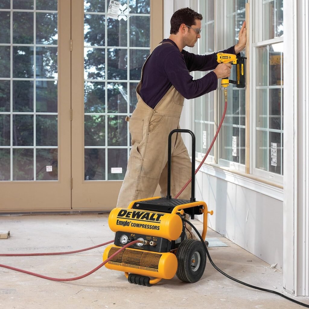 DEWALT D55154 1.1 HP Continuous Gal Electric Wheeled Dolly-Style Air Compressor with Panel DEWALT D55154 1.1 HP Continuous Gal Electric Wheeled Dolly-Style Air Compressor with Panel