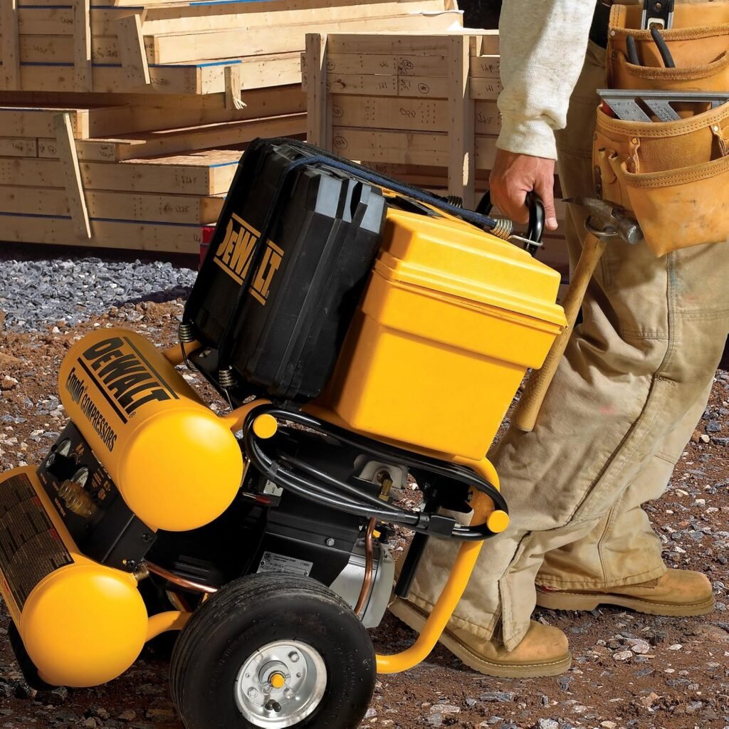 DEWALT D55154 1.1 HP Continuous Gal Electric Wheeled Dolly-Style Air Compressor with Panel DEWALT D55154 1.1 HP Continuous Gal Electric Wheeled Dolly-Style Air Compressor with Panel