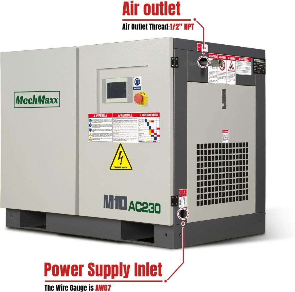 MechMaxx 10HP Rotary Screw Air Compressor – CFM, PSI, 230V 3-Phase | Industrial-Grade,Model M10AC230 MechMaxx 10HP Rotary Screw Air Compressor – CFM, PSI, 230V 3-Phase | Industrial-Grade,Model M10AC230