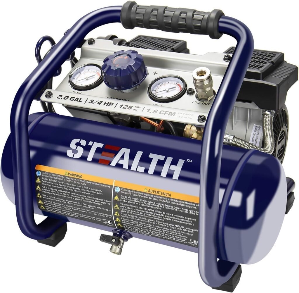 STEALTH Air Compressor Gallon, Quiet Air Compressor, Oil-Free Air Tool, for Tire Inflator, Auto Repair, Woodwork Nailing (SAQ-1301)